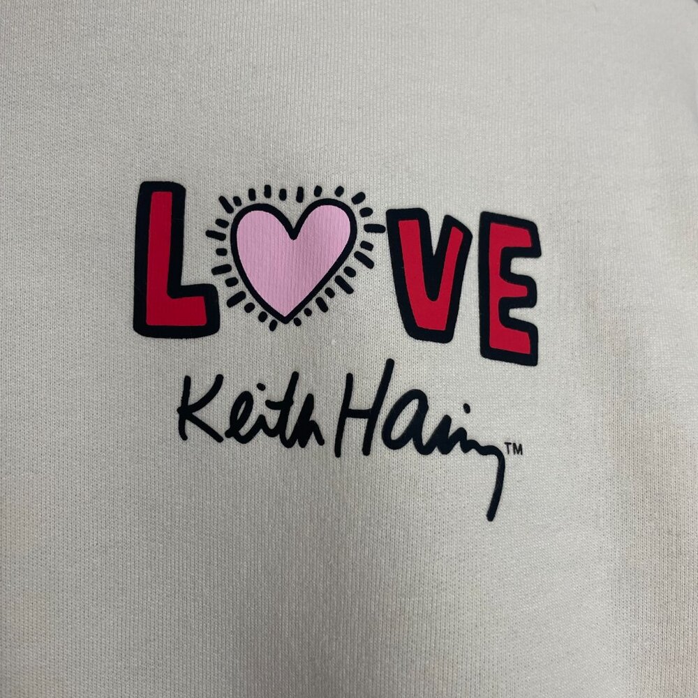 Keith Haring Top Sweatshirt‎ Love Women Size Small Off-White Long Sleeve Fleece - Picture 9 of 11